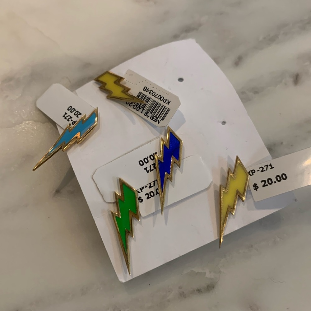 Variety pack of mix and match gold plated lightning bolt studs